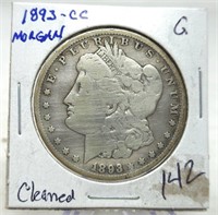 1893-CC Silver Dollar G-Cleaned