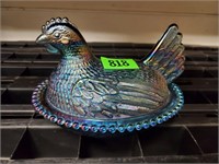 Carnival glass laying hen