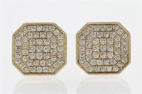 1.00 Ct Diamond Cluster Stud Earrings 10 Kt