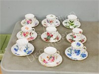 assorted cups/ saucers- 9 pair