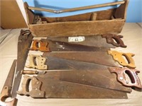 *LPO* Old Vintage Tool Box w/ Old Saws