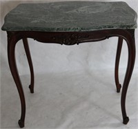 LATE 19TH C. FRENCH STYLE MARBLE TOP TABLE, FLORAL