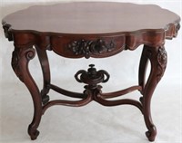 EXCEPTIONALLY CARVED VICTORIAN WALNUT TURTLE TOP