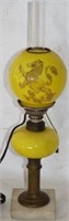 19TH C. FLUID LAMP W/ YELLOW GLASS FONT AND