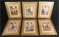 Six Gold Leaf Frames with Medieval Prints