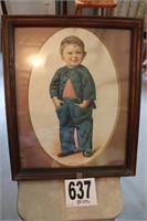 Vintage Framed 'Mothers Boy' Artwork