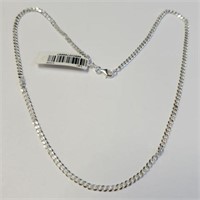SILVER 18" SMALL CURB   NECKLACE