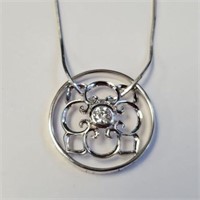 SILVER CZ AND DIAMOND 16"   NECKLACE