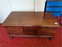 Walnut Cedar Chest On Bun Feet