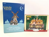 Holiday Lighted House & Windmill Buildings in Boxs