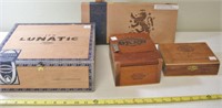 4 Vintage Wood Cigar Boxes