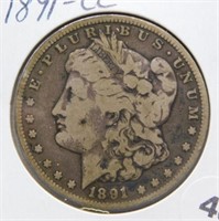 1891-CC Morgan Silver Dollar.