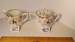 1900’s Azaela Pattern Creamer and Sugar With Lid.