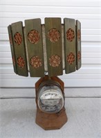 Steam Punk Lamp: Power Meter Vintage Wood Shade