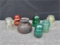 Lot: Vintage Glass & Clay Insulators