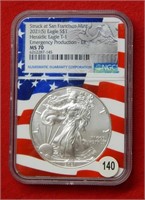 2021 (S) American Eagle T1 NGC MS70 1 Ounce Silver