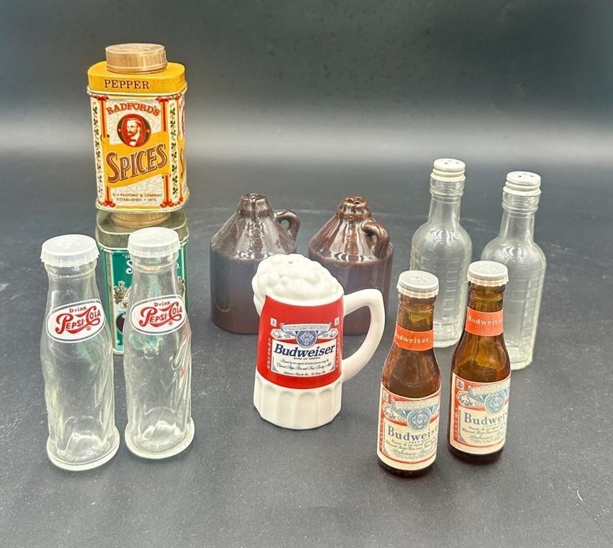 Budweiser, Pepsi & Vintage Collectible Salt +