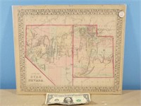 1872 Utah/Nevada County Map, 15.25in X 12.5in