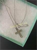 Sterling Silver Chain with Citrine Cross Pendant