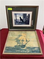 Sailboat watercolor and hunting dog print
