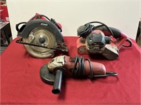 Skillsaw, belt sander and 4 inch angle grinder