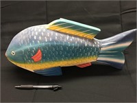 Large Painted Wooden Fish