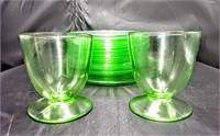 Uranium Green Depression Glass Plates & Glasses