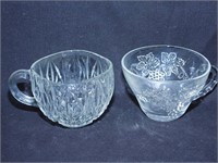 Two Glass Punch Bowl Cups Different Style