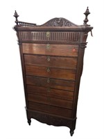 WALNUT VICTORIAN CARVED SHEET MUSIC CABINET