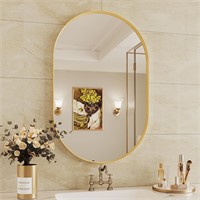 22x30 Oval Bathroom Vanity Mirror  Gold