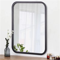 Black Rustic Wall Mirror Wood Rectangle Frame Deco