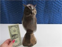 SolidWood Owl Carved 11" Statue Decor