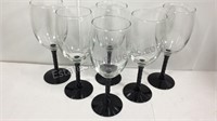 Set of 6 black twisted stem wine glasses