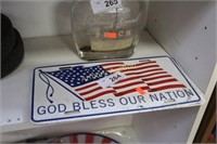 GOD BLESS OUR NATION METAL LICENSE TAG
