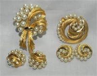 (2) 1930-1955 Crown Trifari Brooch/Earrings Set