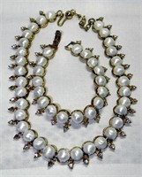 1950's Faux Pearl & Rhinestone Necklace/Bracelet