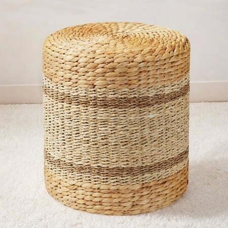 Seagrass Pouf Ottoman 16H x 14W