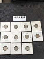 11 Silver Mercury Dimes