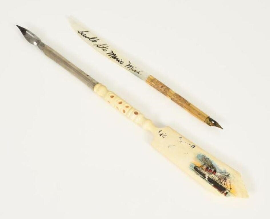 Lot of 2 Antique or Vintage Quills or Dip Pens.