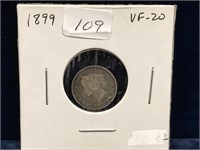1899 Can Silver Five Cent Piece  VF20