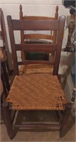 (G) Antique ladder back chairs (2) splint seats