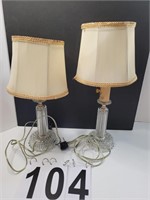 2 Crystal Lamps w/ Shades