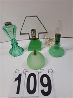 Flat w/ Jade Lamp ~ Green Depression Ginger Lamp
