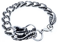 Stainless Steel Link Bracelet w/ Dragon Clasp