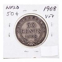 NFLD Silver 50 Cents 1908 VF