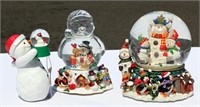 3 Snowmen Snow Globes Hallmark Musical