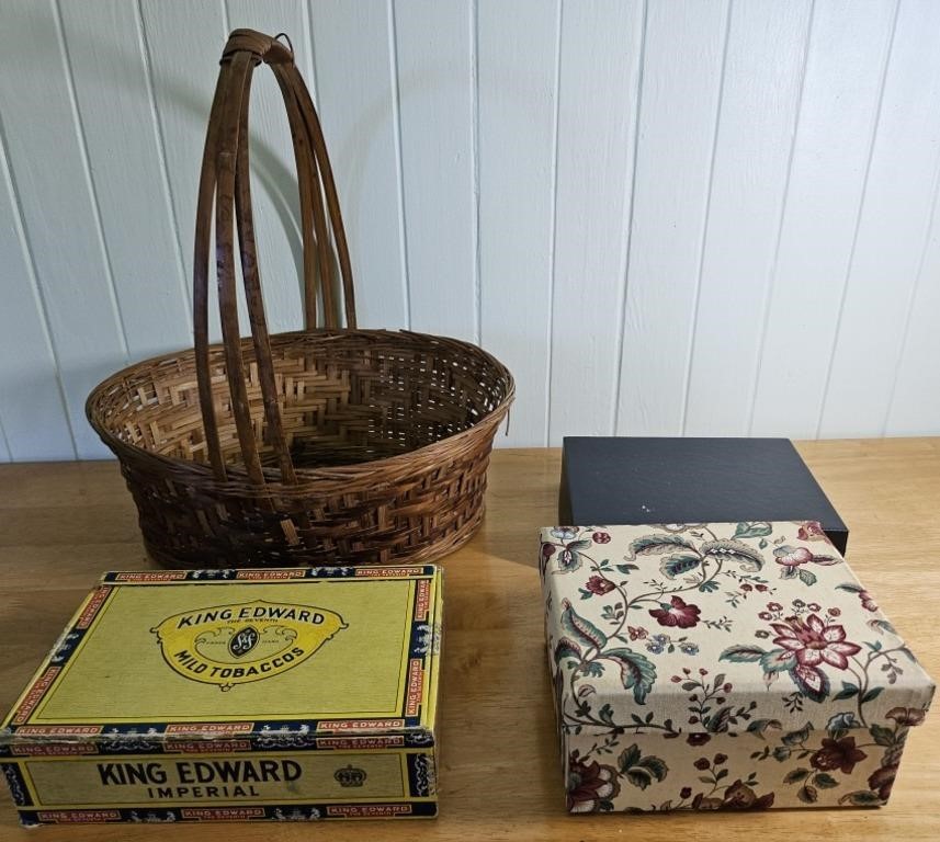 Vintage boxes cigar/ trinket/basket