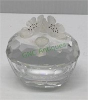 Swarovski crystal oval flower trinket box  2 1/2