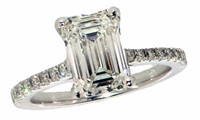 14k Gold 2.45 ct Emerald Cut Lab Diamond Ring