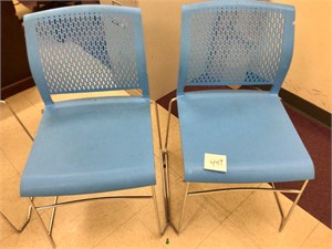 3 teal chairs